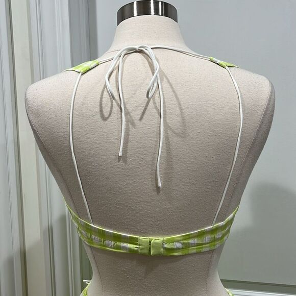 New! FOR LOVE AND LEMONS Maureen Midi Gingham Dress Green White Size Medium - Picture 7 of 12